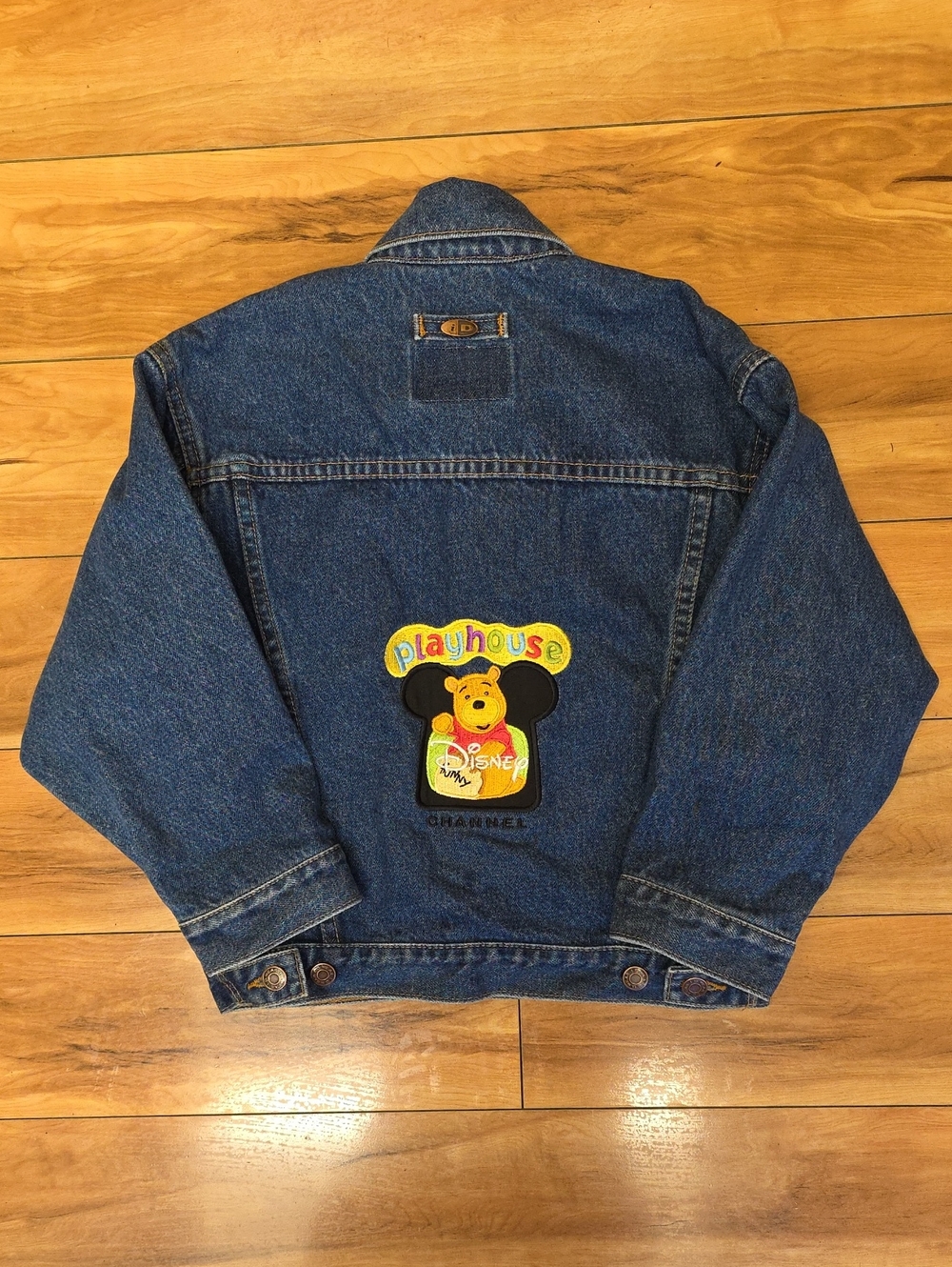 Vintage Disney Channel Playhouse Winnie the Pooh Kids Denim Jean Jacket Sz 6 Y2K